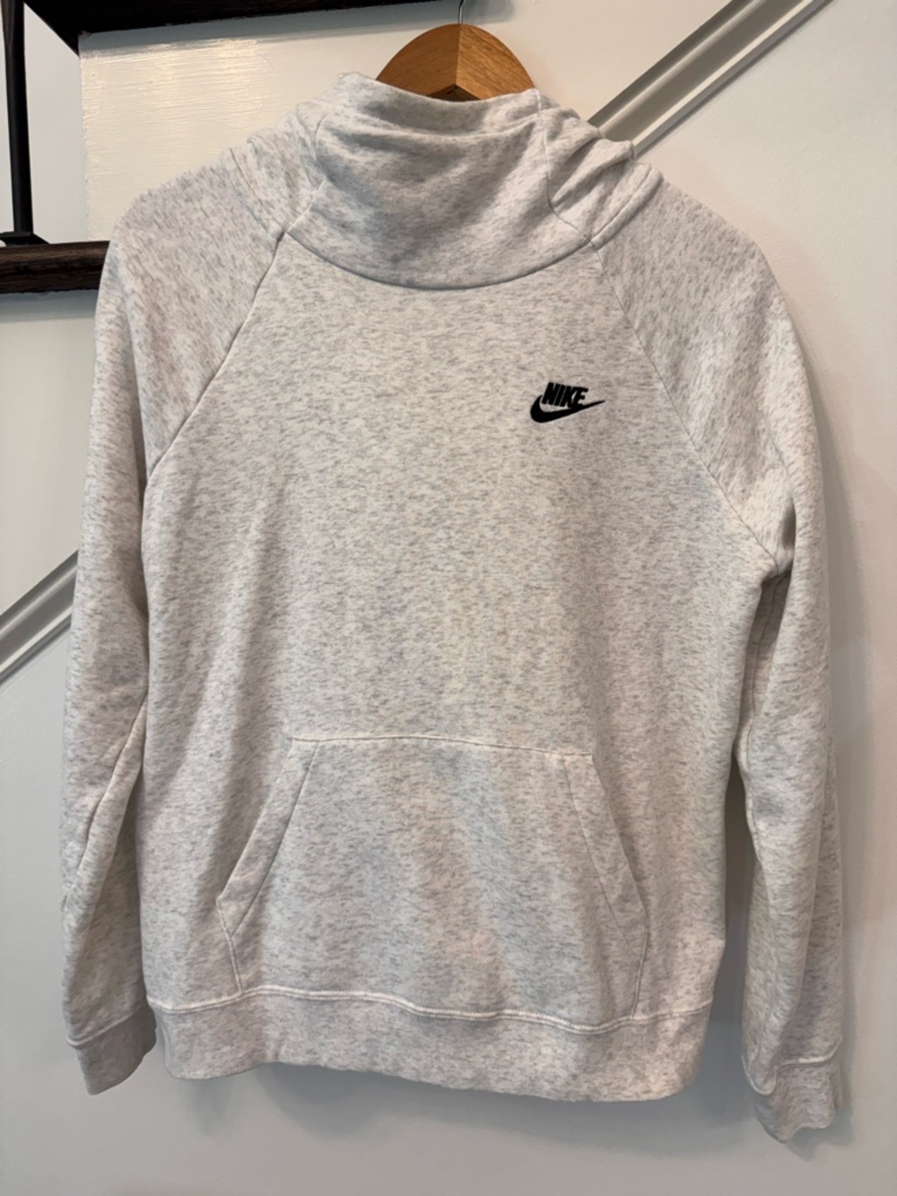 Nike Light Heather Gray Pullover Hoodie with Black Swoosh